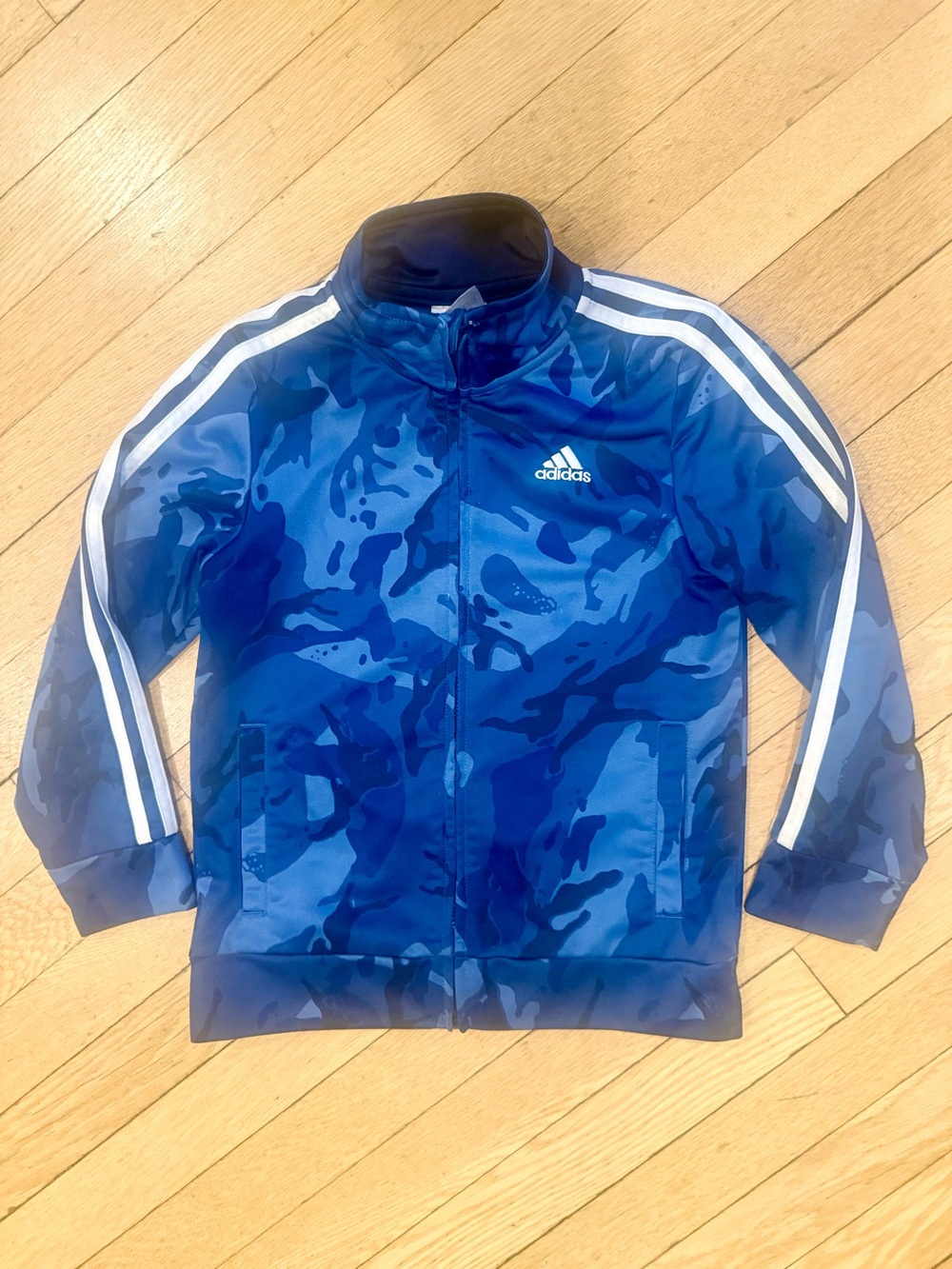 Adidas Kids Tricot Blue Camouflage Track Jacket Size 6